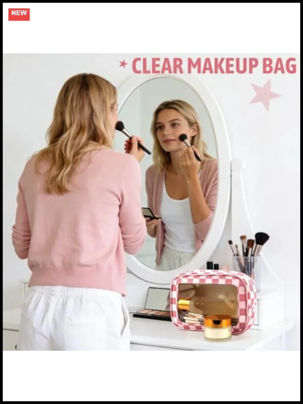 3PC Clear Toiletry Bag Set TSA Approved Travel Makeup Pouch Waterproof Organizer